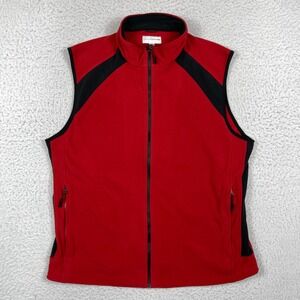 Cutter & Buck Vest Mens XL Red WeatherTec Fleece Full Zip Gorpcore Hiking Sporty